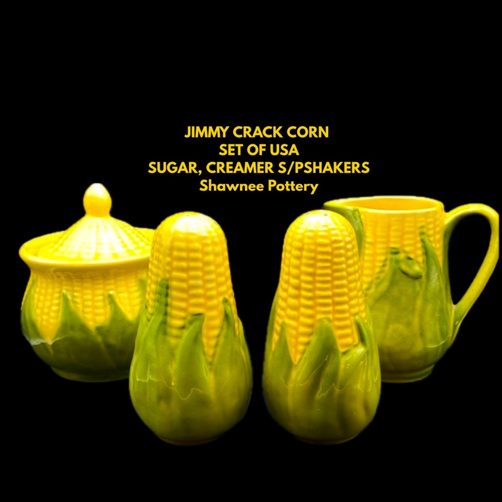 JIMMY CRACK 🌽, A BEAUTIFUL SET OF USA SUGAR, CREAMER S/PSHAKERS